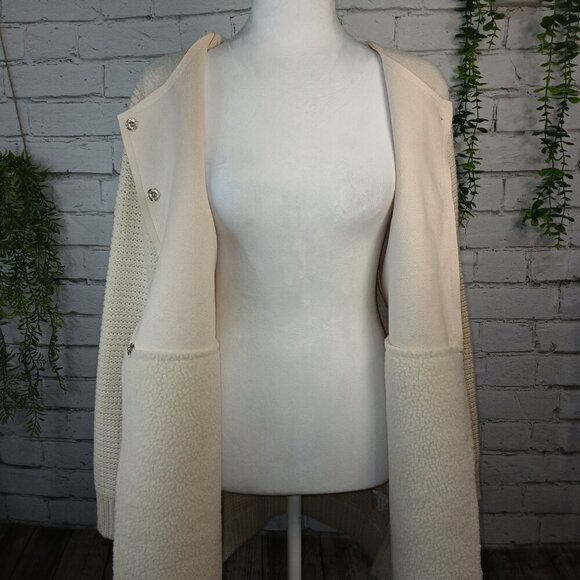 WOMENS DOR DOR COUTURE SHERPA WINTER WHITE SUEDE SWEATER COAT CREAM SIZE M - Picture 5 of 16